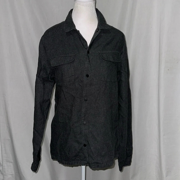 dark gray ALLSAINTS button up long sleeve shirt size small - Picture 1 of 4